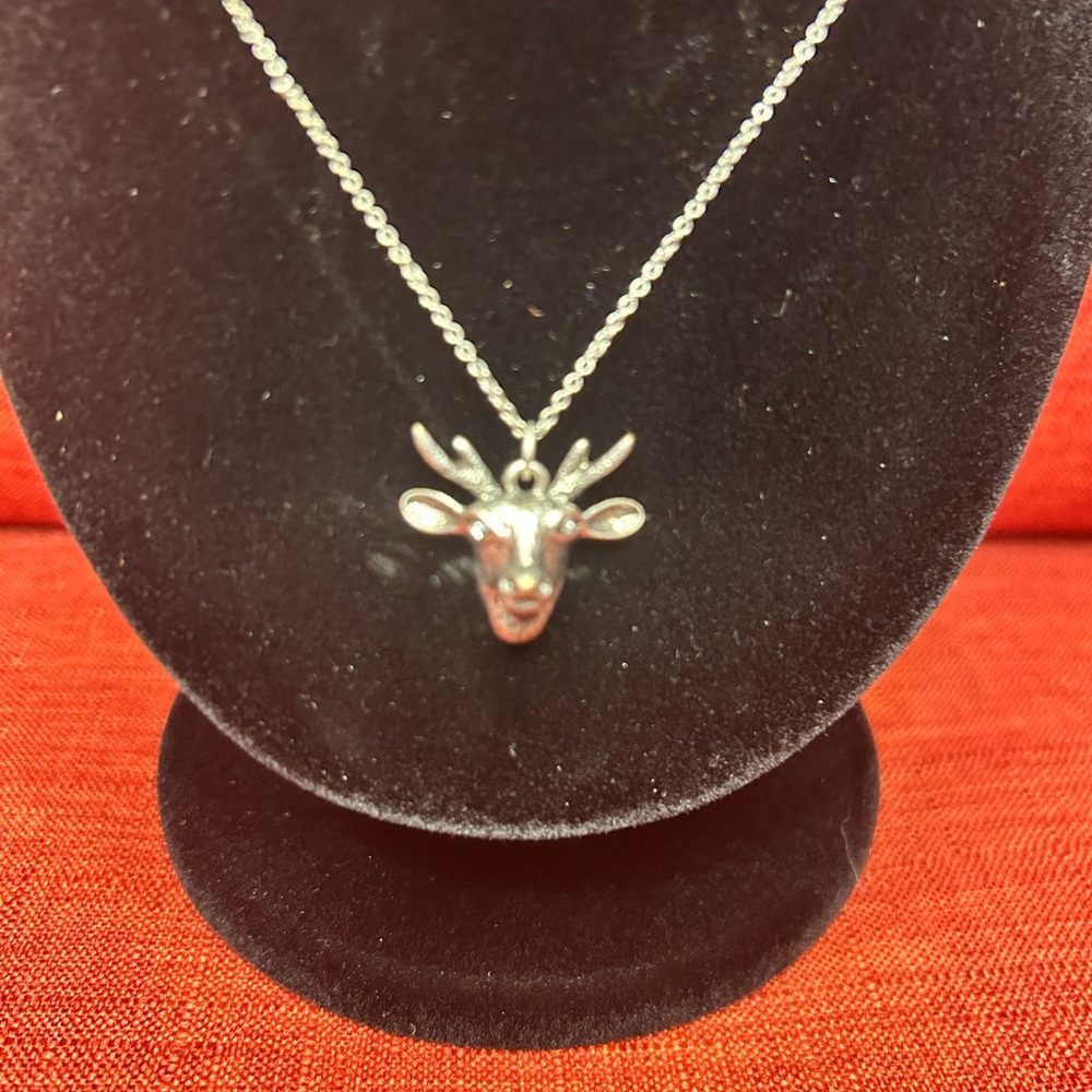 Silver Deer Pendant Necklace